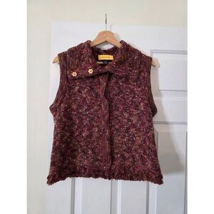 St. John Wool Tweed Pattern Sweater Vest S